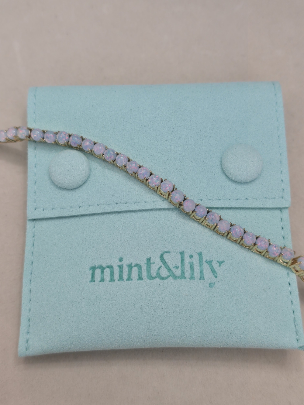 Mint And Lily Blue Opal Tennis Bracelet - Gold Tone Size 7"
